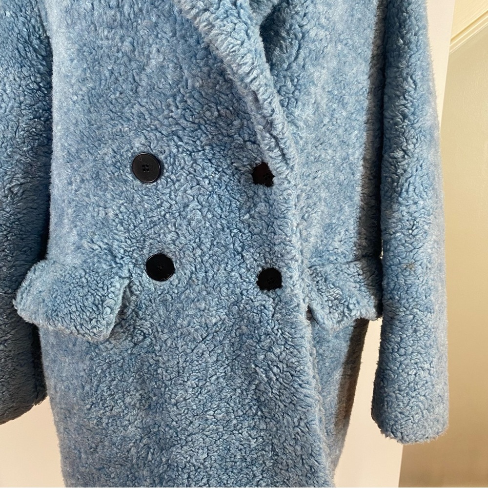 Zara Basics Outerwear Ice Blue Double Breasted Te… - image 5